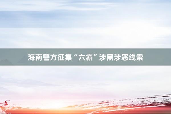 海南警方征集“六霸”涉黑涉恶线索