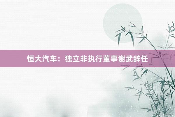 恒大汽车：独立非执行董事谢武辞任